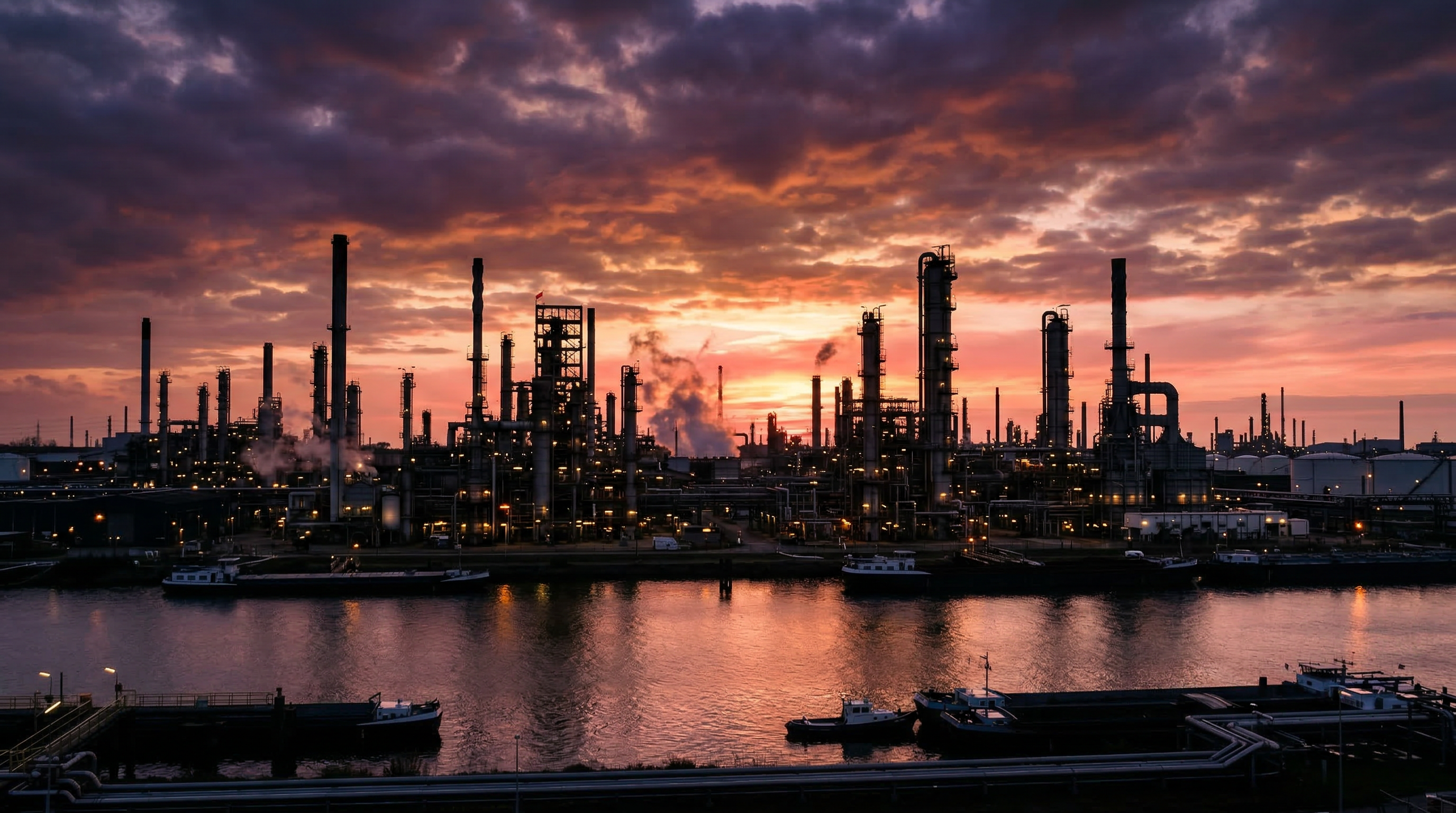 Oil refinery at twilight